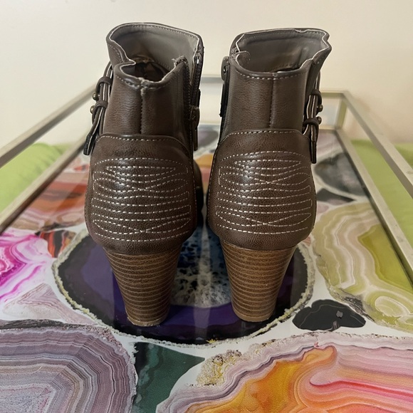Qupid Taupe Ankle Booties with Strap Detail - Picture 3 of 6
